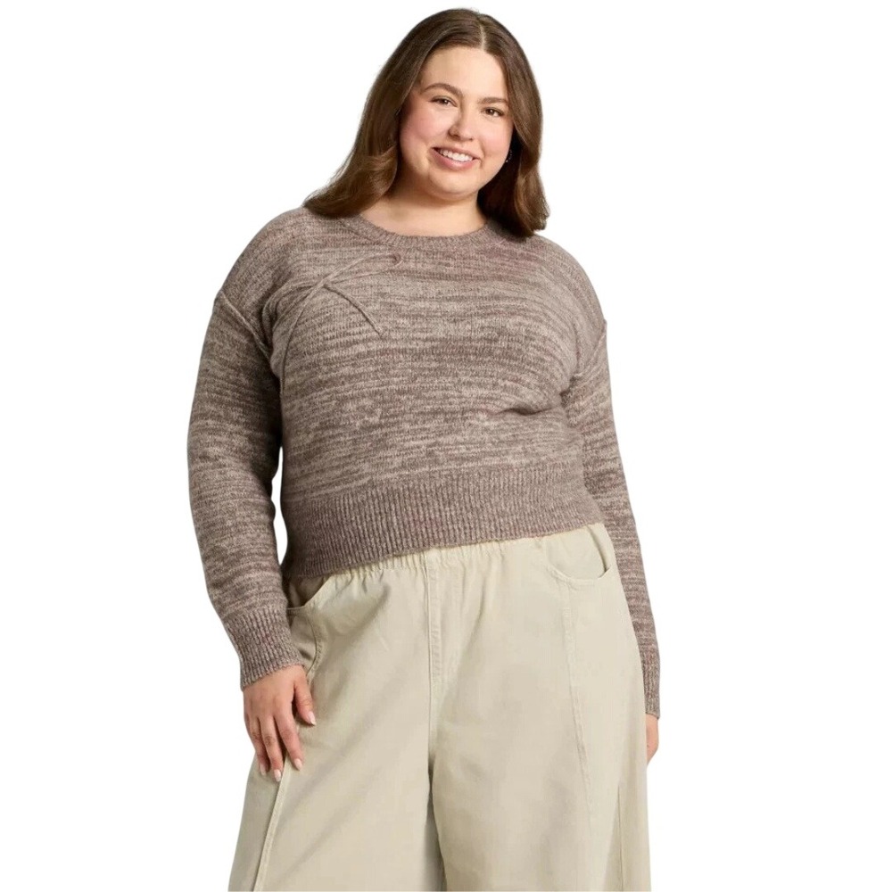 Universal Thread Women's Brown Bow Detail Marled Knit Sweater Size XXL